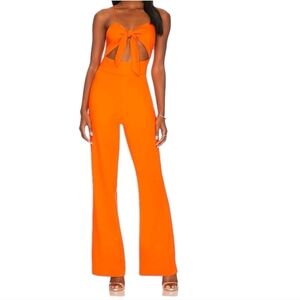 LITA by Ciara Vibrant Orange Jumpsuit with Bow Detail Size S